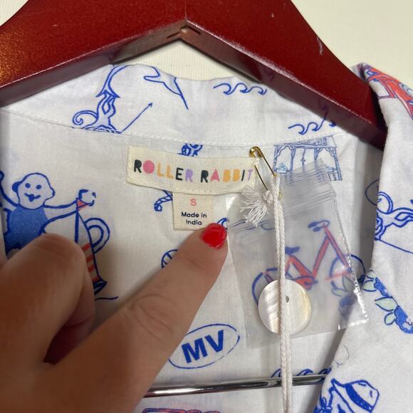 NWT Roller Rabbit Martha Vineyard Nantucket short sleeve button down pajama top - Picture 3 of 6